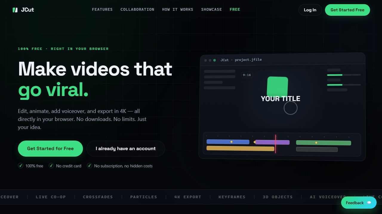 JCut, Videoschnitt im Browser